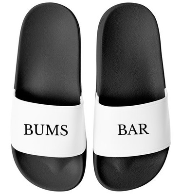Badelatschen Herren mit Spruch BUMS BAR  Gadget Malle, Festival JGA   Witzige
