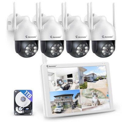 WLAN Funk PTZ Überwachungssystem mit NVR Monitor Video 5MP IP Kamera Set Außen
