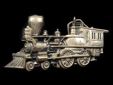 RK03126 VINTAGE 1978 CUT-OUT  STEAM TRAIN ENGINE  RAILOAD SOLID BRASS BUCKLE
