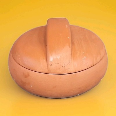 Bortner & Bortner Terracotta Covered Pot With Handle Lid / Glazed Inside