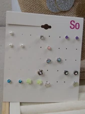 So - 8 Pairs of Earrings - 2-Pair Dangle, 6-Pair Studs and Some Singles