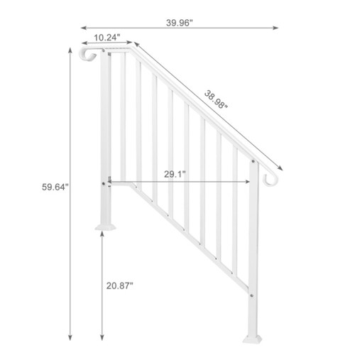 Iron Handrail Kit for 1-3 Steps Stair Rail Railing Outdoor Garden Porch Post US - Picture 4 of 25