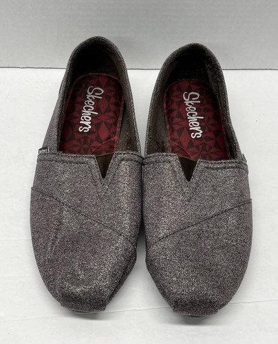 Skechers Pillow Arch Women 8 Slip On Flat Shoes Casual Purple Metallic - Picture 3 of 6