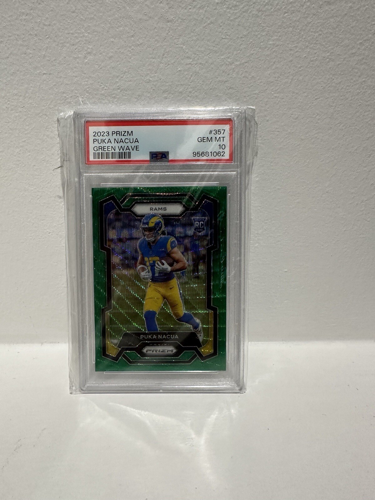 2023 Panini Prizm PUKA NACUA #357 RC Rookie Green Wave PSA 10 GEM MINT LA RAMS