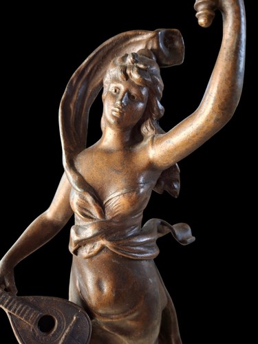 After Henryk Kossowski (1855-1921) Musique Mandolin Bronze Patinated Spelter... - Picture 7 of 11