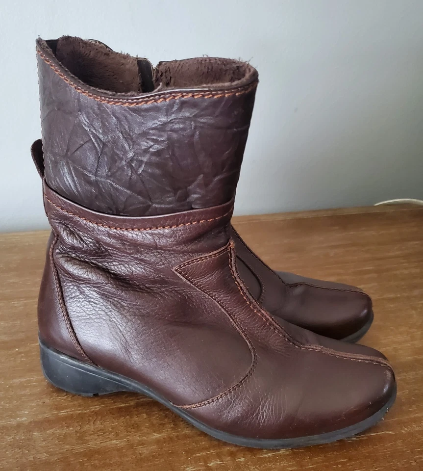 Женские сапоги Sanita Midi размер 37 Tenna коричневые кожаные на танкетке комфортные размер США 7 - Изображение 2 из 4