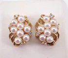 2Ct Round Cut Genuine Pearl Vintage Estate Stud Earrings 14K Yellow Gold Plated