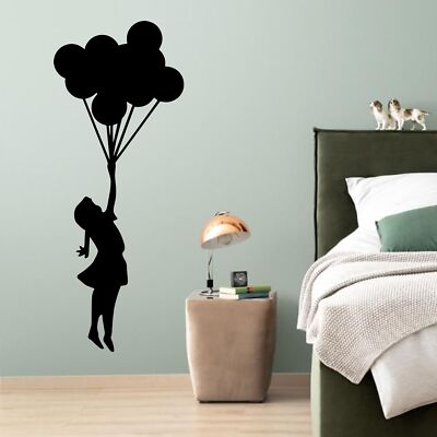 CrazyShirt Wandtattoo - BALLOONGIRL - Banksy Mädchen Ballon fliegend 