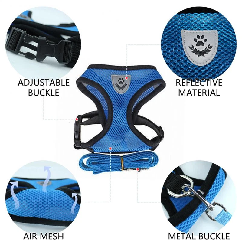 New Cat Dog Pet Harness Adjustable Control Vest Dogs Reflective S M L XL Leash - Image 3 of 4