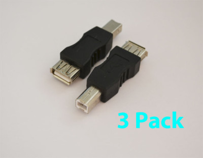 3x USB Type A Female to USB B Male Adapter Converters