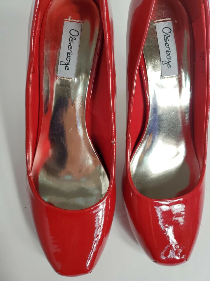 Olsenboye женщин из искусственной лакированной кожи красный 3,5» каблук насос туфли 7 М - Изображение 2 из 4