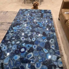 Blue Agate Stone Dining Table Countertop Kitchen Slab Console Bar Desk Home Deco