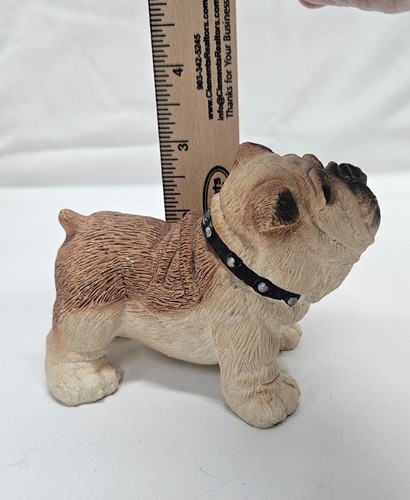 Vtg Brown Bulldog Figurine Black Spiked Collar - Picture 5 of 7