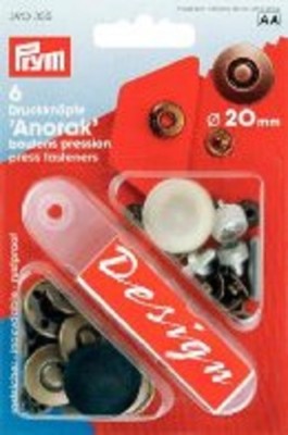 Prym 6 Design Sewing-Free Snap Fasteners Old Brass 20 mm 390355