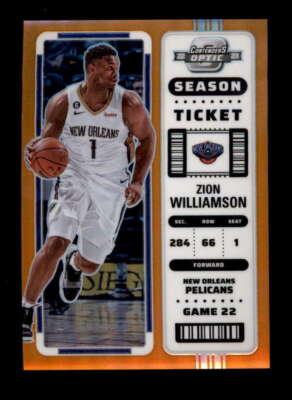 ｓｉｏｎオーダーページ ZION WILLIAMSON 2022/23 CONTENDERS OPTIC #62 SEASON TICKET ORANGE
