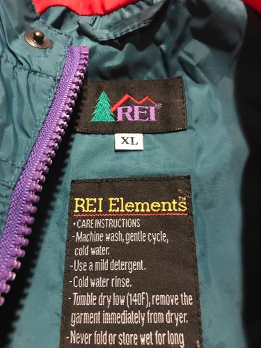 REI ELEMENTS RAIN JACKET Kids Youth Size XL Extra Large 16/18 Hooded Full Zip - Picture 4 of 10