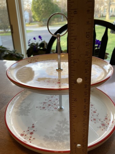 Martha Stewart 2-tiered server, Christmas Winter Woods, Dessert, Appetizer Plate - Picture 8 of 16