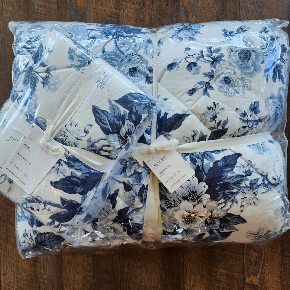 Edredón Pottery Barn Garden Floral Percal King y 2 fundas King Nuevo Foto 3 de 3