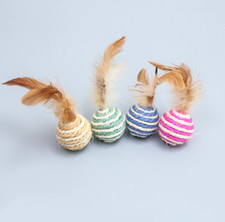 5pcs Sisal Feather Cat Toy Striped Sisal Ball Interactive Toys For Cats Pet Ball