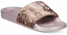 INC International Concepts Velour pool Slide Slippers Purple Blush XL 11-12