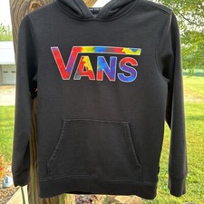 Vans Of The Wall Youth Black Pullover Hoodie EUC Size MEDIUM Unisex 36  Boy Girl
