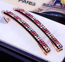 USA Quality Bobby Pin Hair Clip using Swarovski Crystal Hairpin Simple Magenta