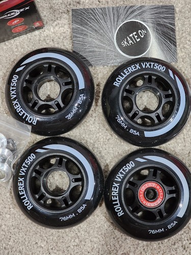 Rollerex VXT500 Inline Skate Wheels 4-wheel pack Black 76mm -85A - Picture 7 of 7
