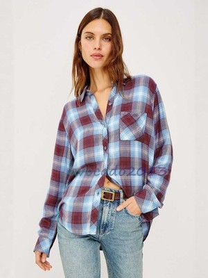 Women New Brand Long Rails  Sleeve Cerulean Mulberry Hunter Shirt