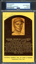 Sam Rice PSA DNA Signed Gold Hall of Fame Plaque Postcard Autograph