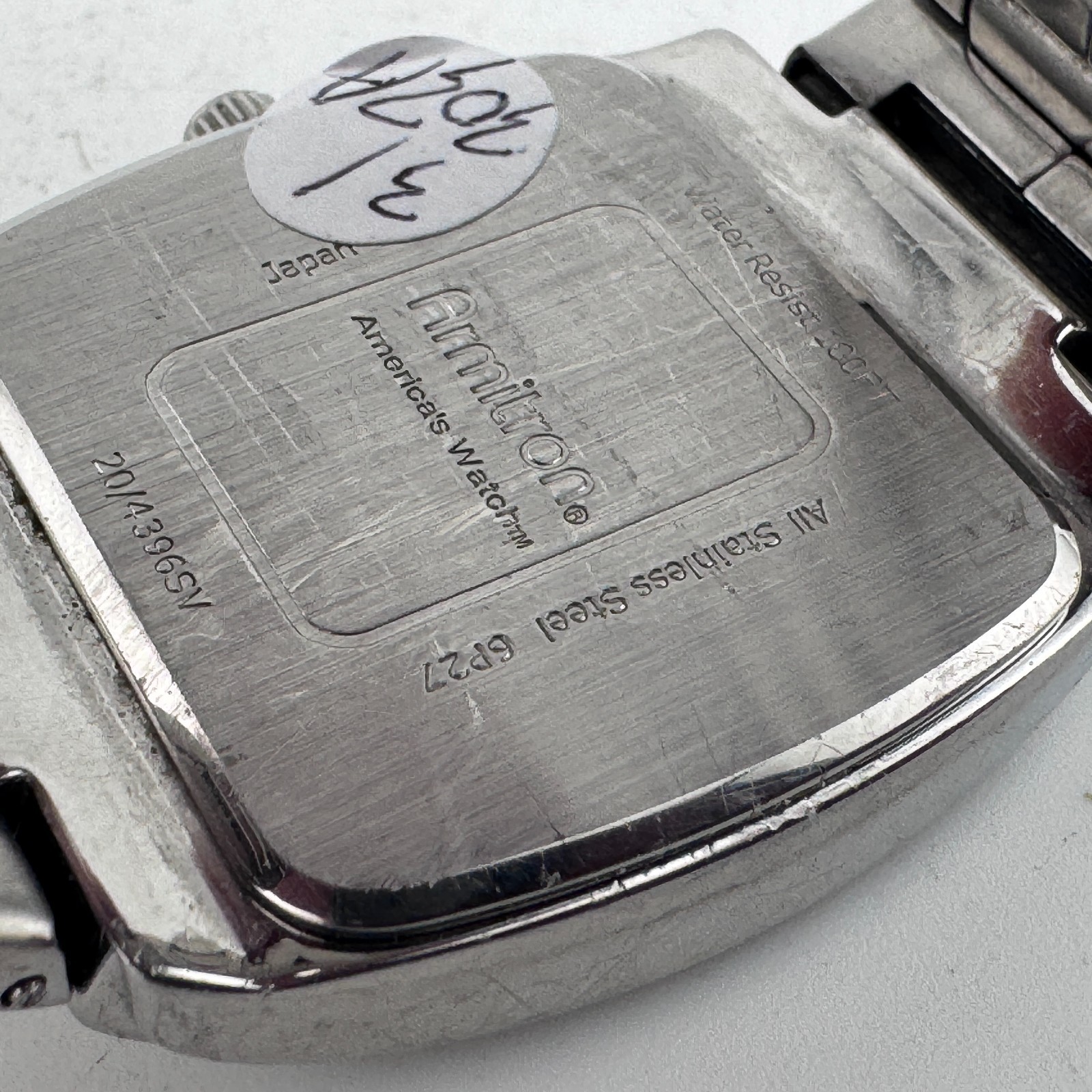 Armitron Quartz Watch Men Silver Blue Barrel Day Date Japan Analog New Batter 8"