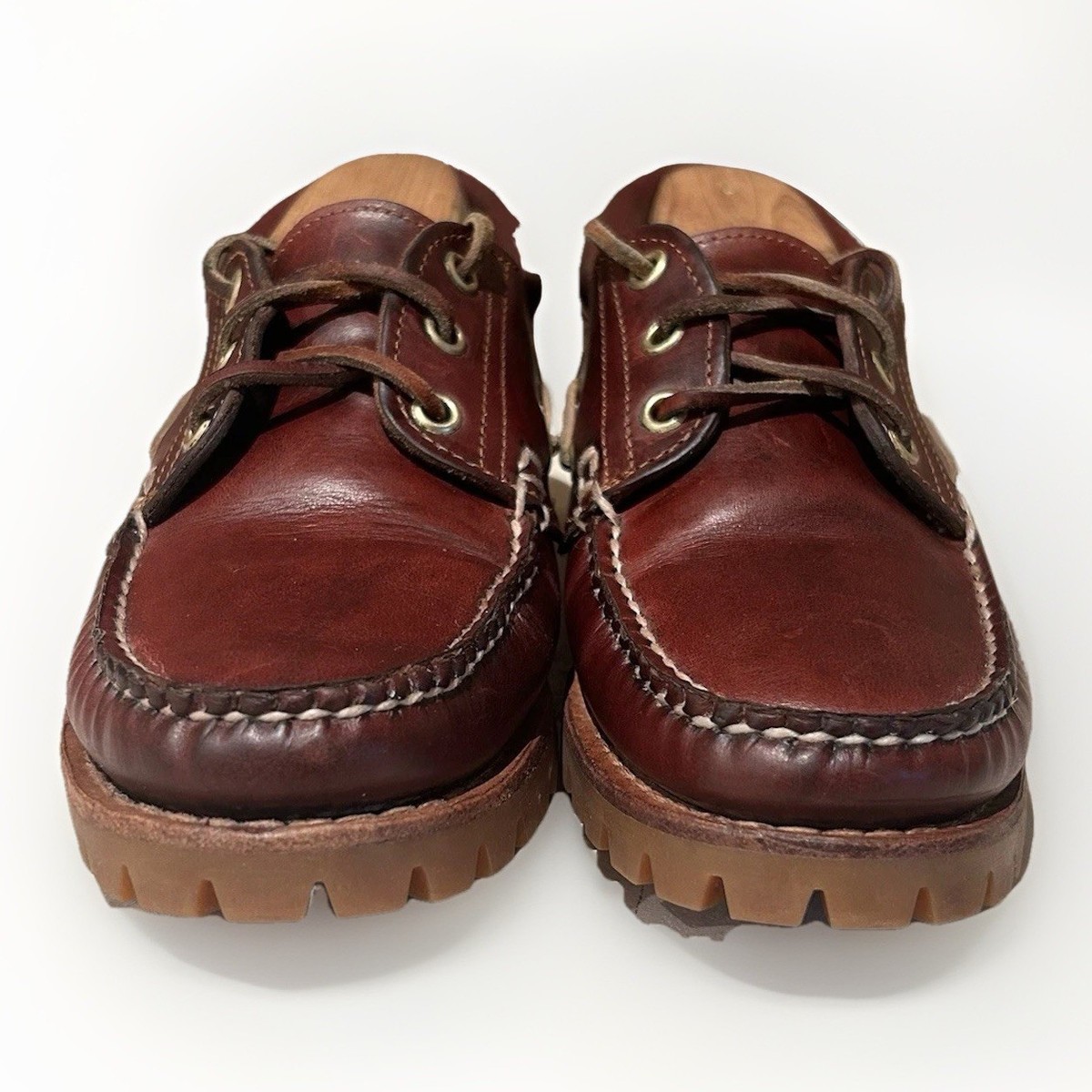 Vintage Timberland 3 Eye Lug Boat Shoes fit 8W / 6.5M USA Brown