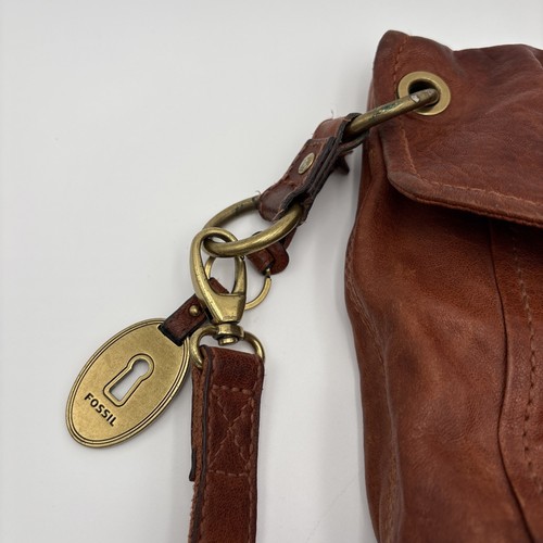 Fossil Long Live Vintage 1954 Brown Leather Bag Purse Crossbody - Picture 8 of 14