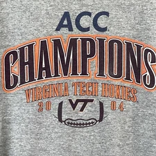 Vintage Virginia Tech Hokies Shirt Mens 2XL ACC Champions 2004 NCAA Football