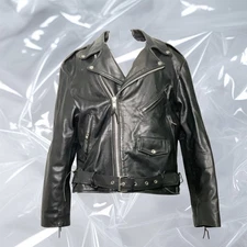 Open Road Leather Jacket Mens Classic Motorcycle Biker Rock Belted Size Large