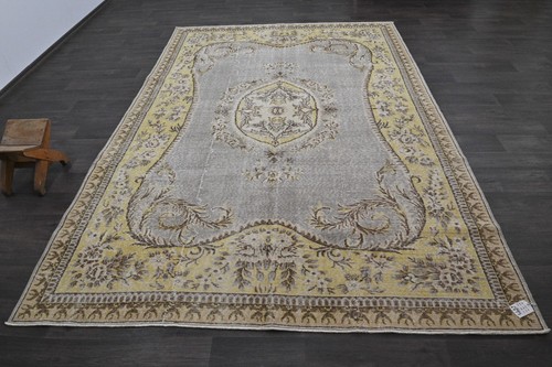 Oushak Turkish Vintage Rug 7x10 Kilim Rug Anatolian Handmade Boho Decor GRAY