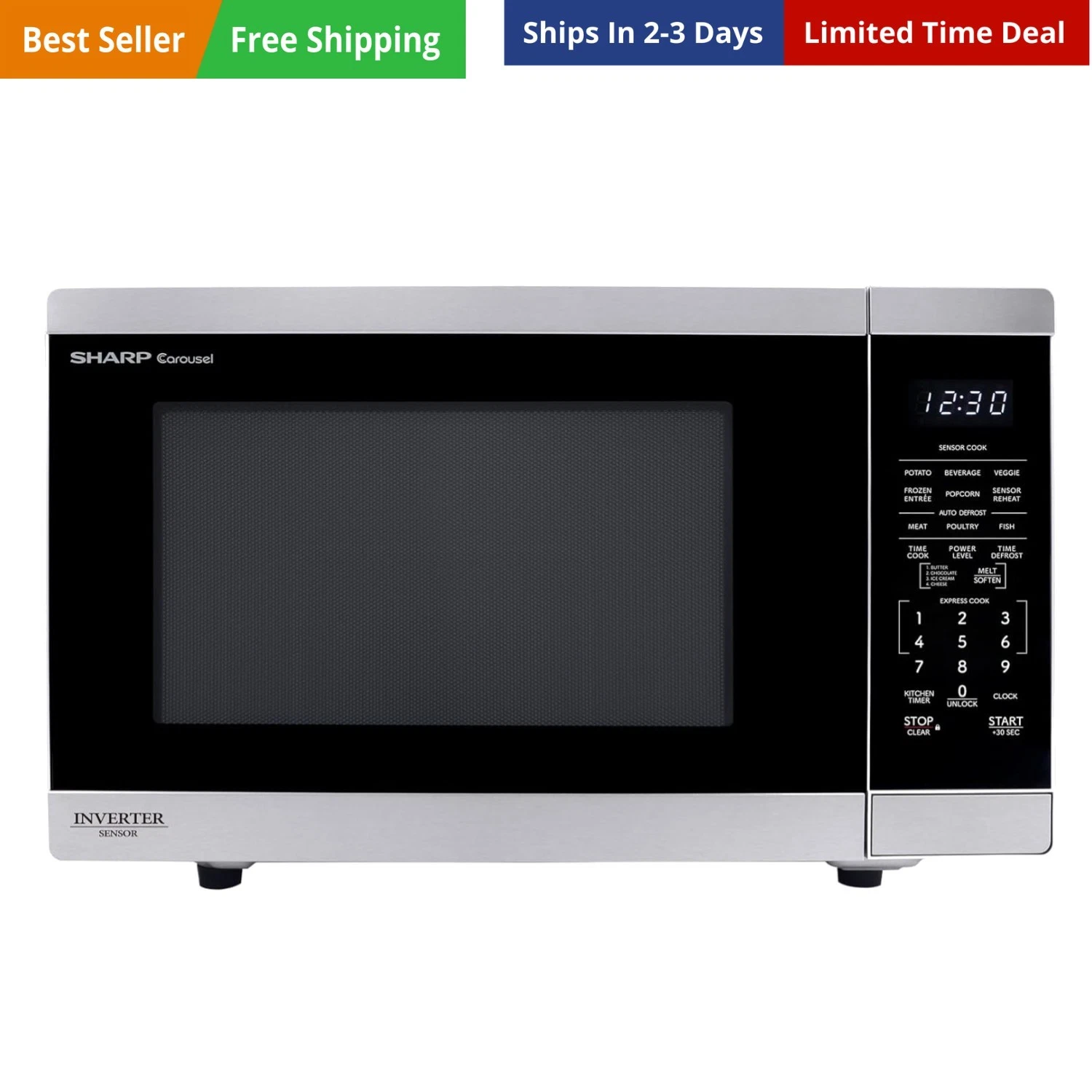 Countertop Microwave Oven with Removable 12.4" Carousel Turntable, 1100 Watt,...