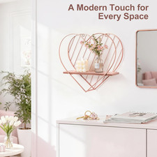 Afuly Rose Gold Floating Shelves Wall Mounted Metal Heart Design Small Storage