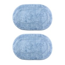 Gold Coast Plush Cotton Oval Bath Rug in Blue, 2 Pack