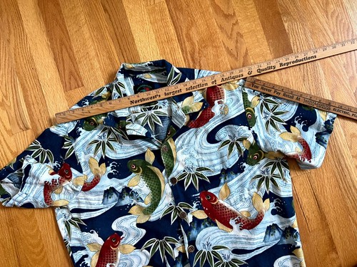 Vintage Paradise on a Hanger Hawaiian Cotton Shirt Koi Fish XL - Picture 12 of 13