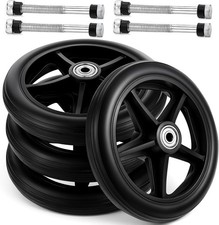 4 Pack 6" Solid Wheelchair Walker Rollator Front Wheels w/ Axles