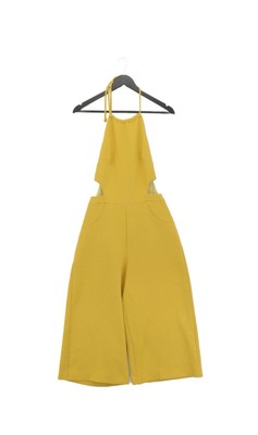Topshop Yellow Cut Out Hslter Neck Lined Jumpsuit Cullotes UK 10