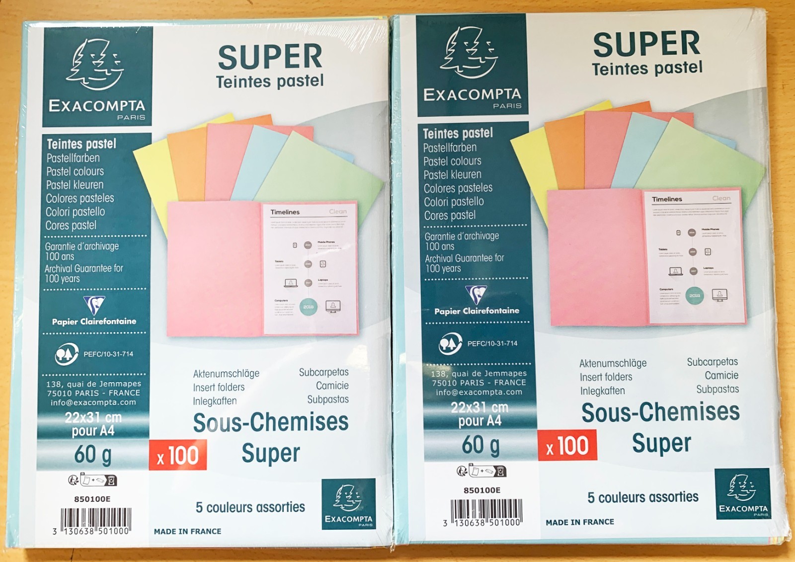(200-Pack) Exacompta 850100E Super Square Cut A4 Insert Folders Dividers 60gsm