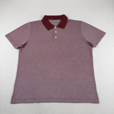 Canali 1934 Knit Polo Shirt Men s Size 50 S/M Red Houndstooth Accents Italian