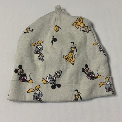H&M Disney Mickey Mouse Donald Duck Pluto Beanie Hat Grey Baby 4-6M