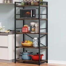 5-Tier Bakers Rack for Kitchen with Storage, Industrial Microwave Stand Shelf...