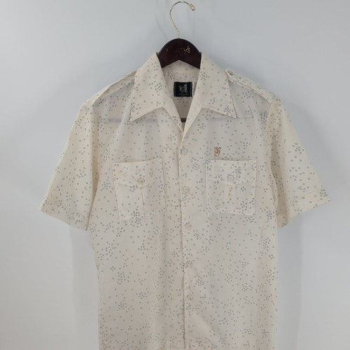 Vintage IOLANI Hawaii Short Sleeve Polka Dot Western Button-Up Shirt Off-White M - Picture 1 of 9
