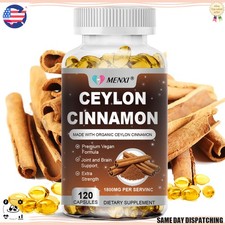Organic 1800mg Ceylon Cinnamon 120 Capsules Highest Potency Blood Sugar Support