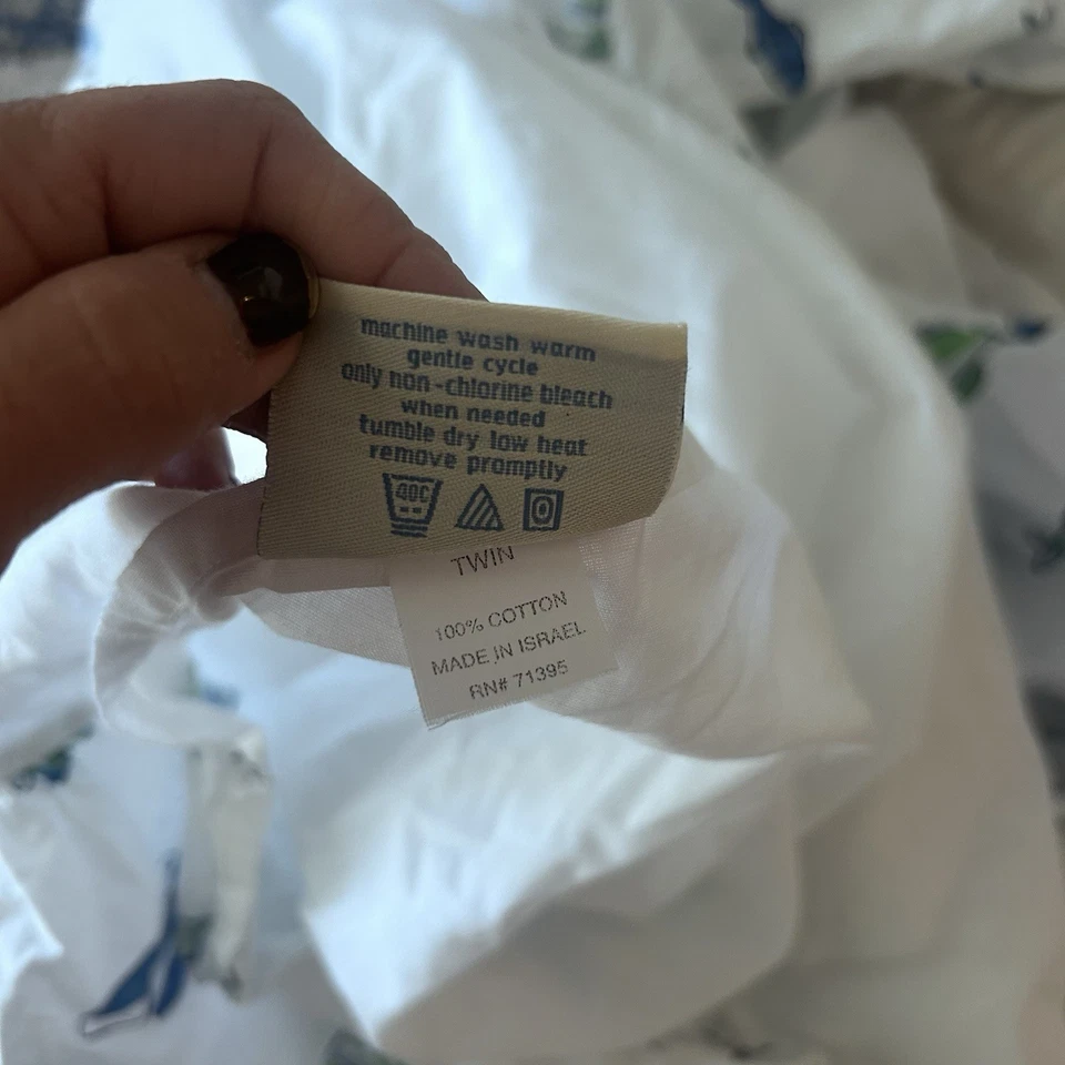 Falda de cama Pottery Barn Kids Twin Fish azul blanco Foto 4 de 4