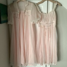 GOTHAM GOLD STRIPE - VTG Nightgown Robe Set Chiffon  Nylon 36/M Babydoll