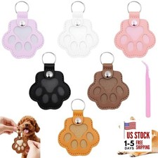 6 Packs Pet Hair Leather Keychain, Dog Cat Fur Storage Paw Keyring, Mixed a